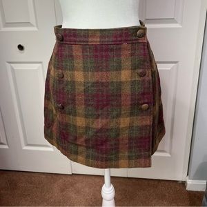 GAP‎ Vintage Y2K Brown Plaid Wool Skirt